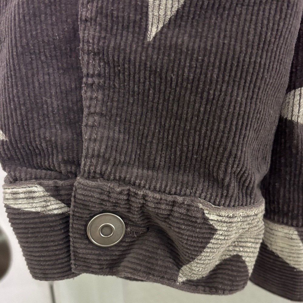 Altar’d State Star Struck Gray Corduroy Jacket Medium Silver Button 97% Cotton - Picture 5 of 6